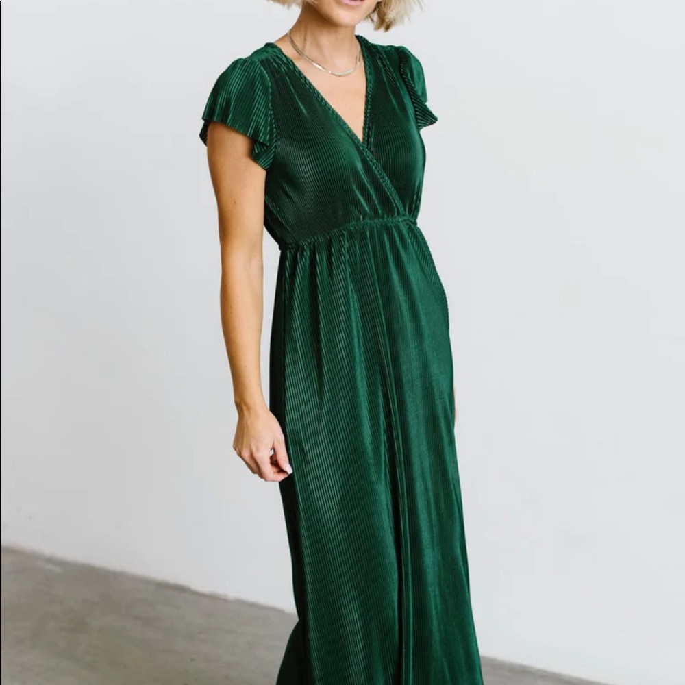 Baltic Born Athena Pleated Maxi Dress in Forest